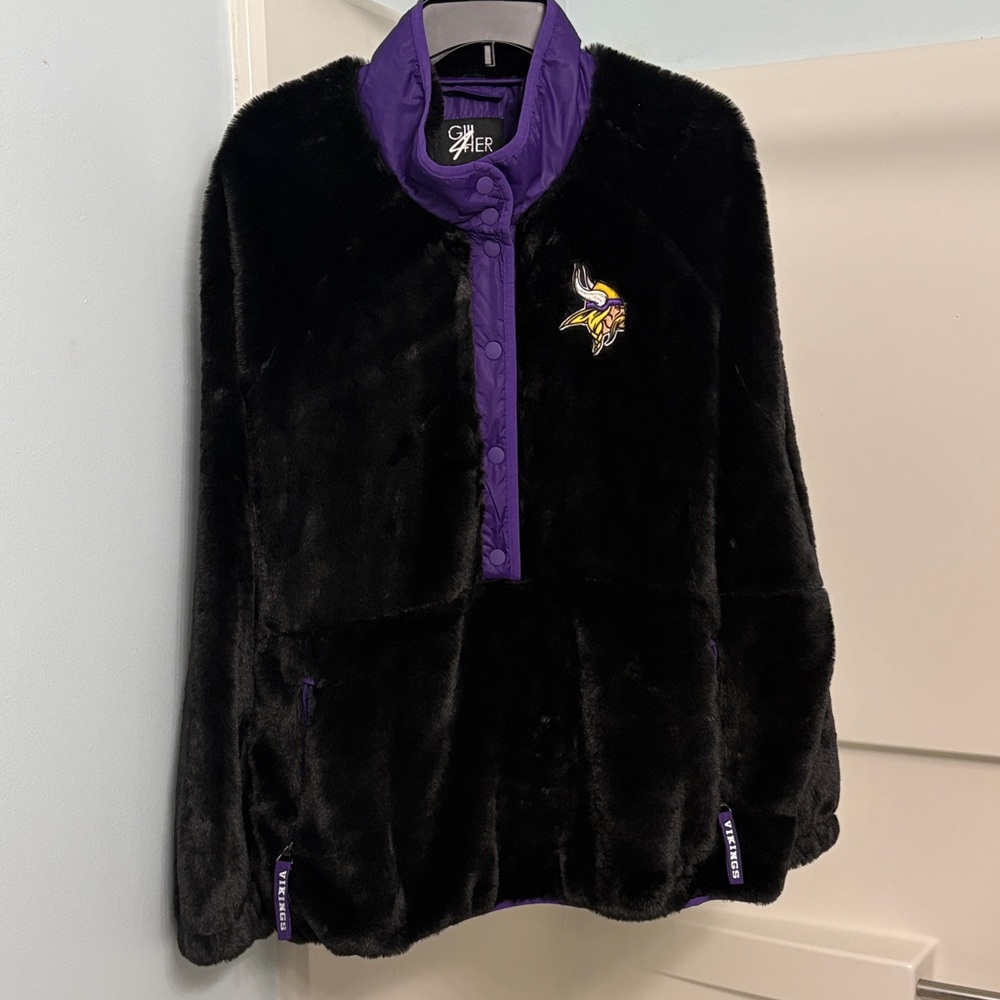 Minnesota Vikings Cozy Faux Fur Half Snap Pullover XXL